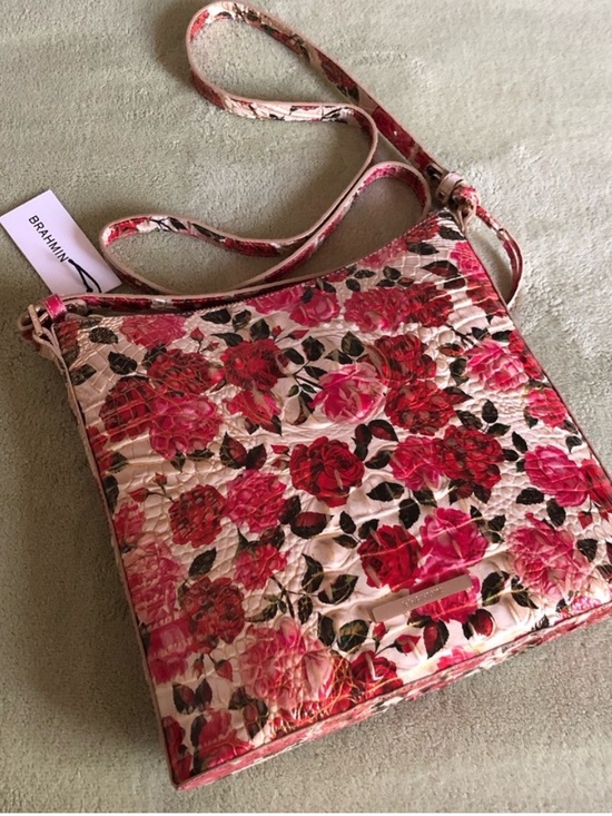 Brahmin Handbags - Brahmin bag Katherine Romantic Roses Ombré leather crossbody pink red croc Katie
